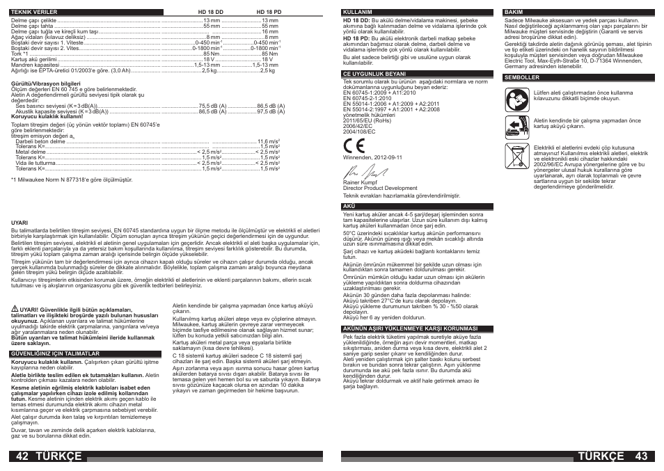 Türkçe | Milwaukee HD18 РD User Manual | Page 22 / 37