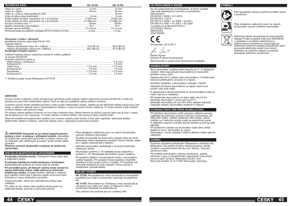 Česky | Milwaukee HD18 РD User Manual | Page 23 / 37