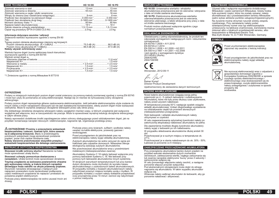 Polski | Milwaukee HD18 РD User Manual | Page 25 / 37