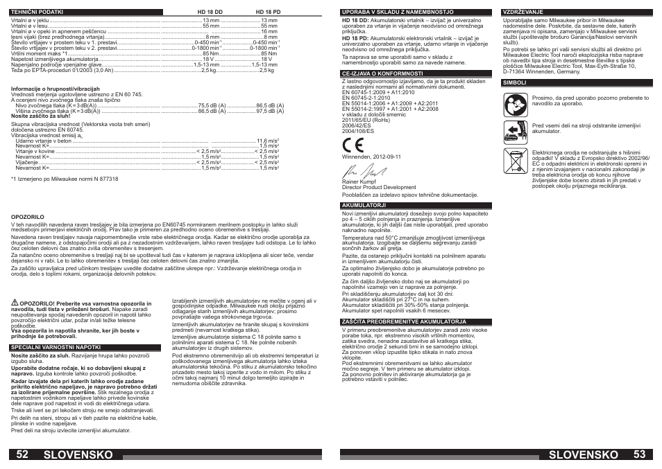 Slovensko | Milwaukee HD18 РD User Manual | Page 27 / 37