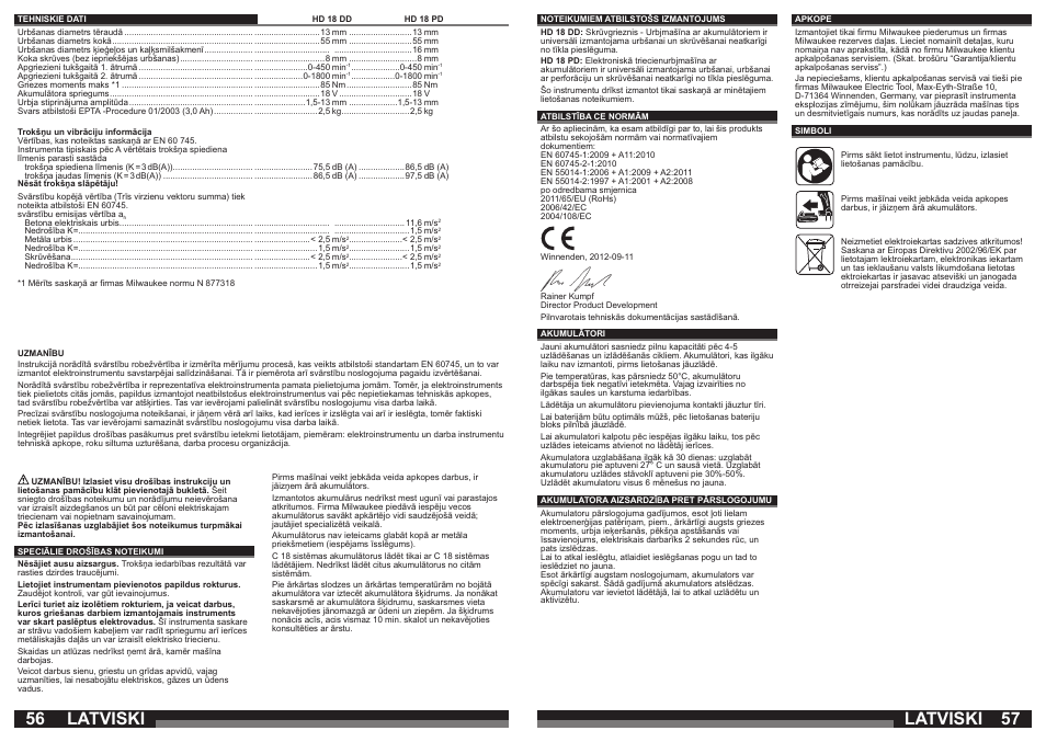 Latviski | Milwaukee HD18 РD User Manual | Page 29 / 37