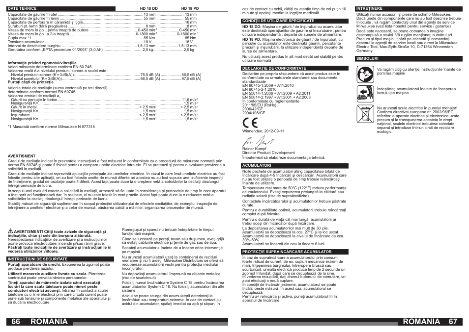 România | Milwaukee HD18 РD User Manual | Page 34 / 37