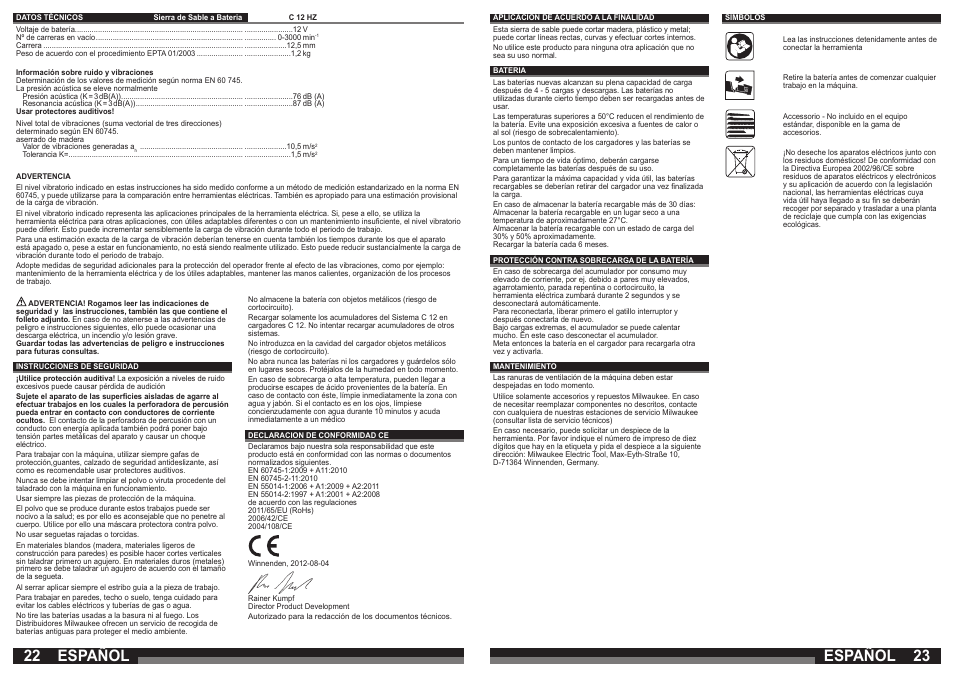 Español | Milwaukee C12 HZ User Manual | Page 12 / 35