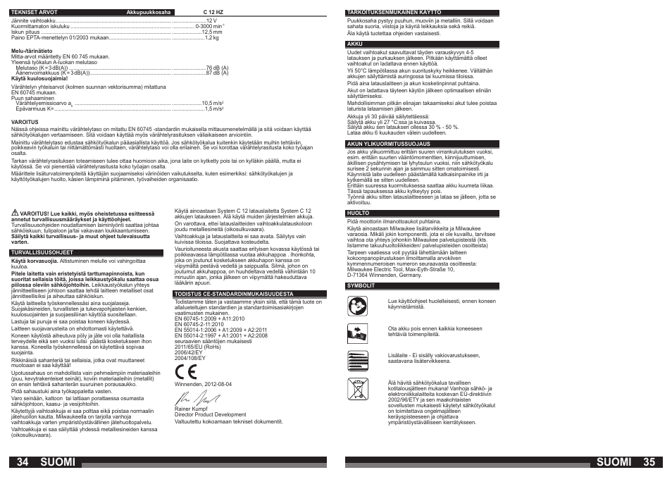 Suomi | Milwaukee C12 HZ User Manual | Page 18 / 35