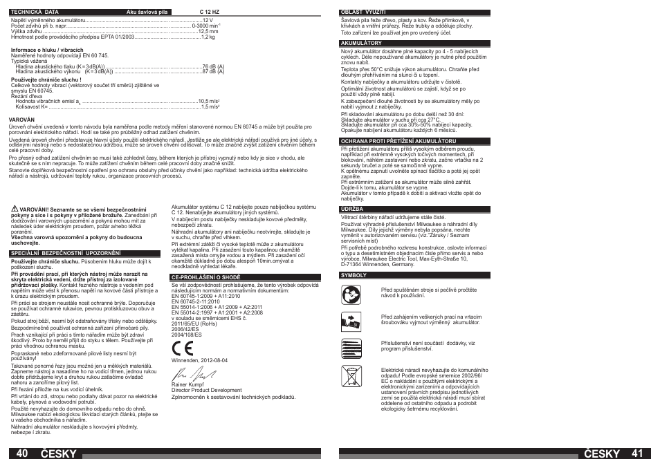 Česky | Milwaukee C12 HZ User Manual | Page 21 / 35