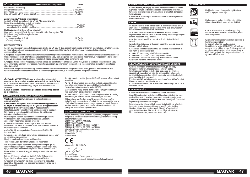 Magyar | Milwaukee C12 HZ User Manual | Page 24 / 35