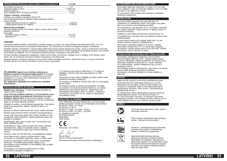 Latviski | Milwaukee C12 HZ User Manual | Page 27 / 35