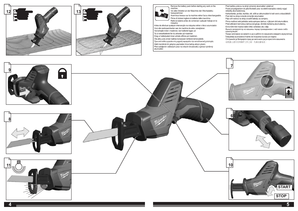 Start stop | Milwaukee C12 HZ User Manual | Page 3 / 35