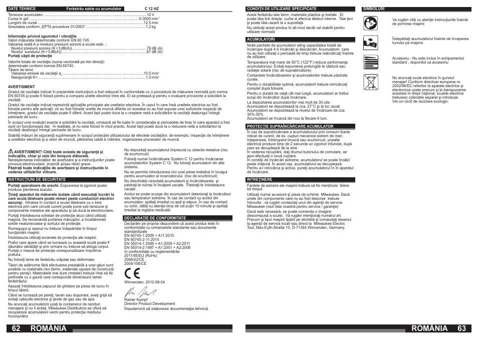 România | Milwaukee C12 HZ User Manual | Page 32 / 35