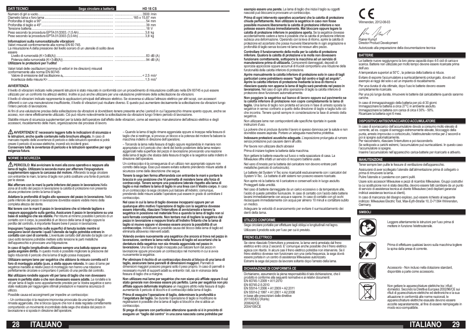 Italiano | Milwaukee HD18 CS User Manual | Page 15 / 39