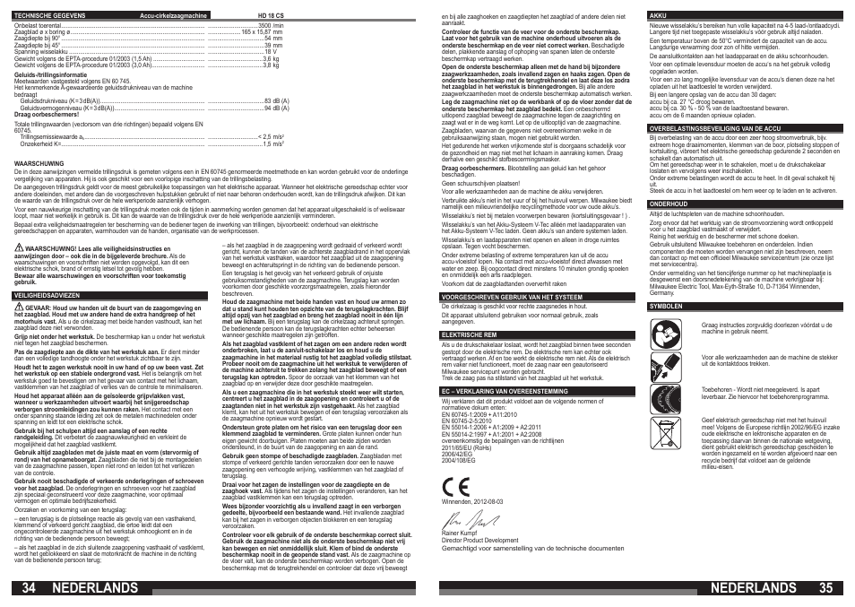 Nederlands | Milwaukee HD18 CS User Manual | Page 18 / 39