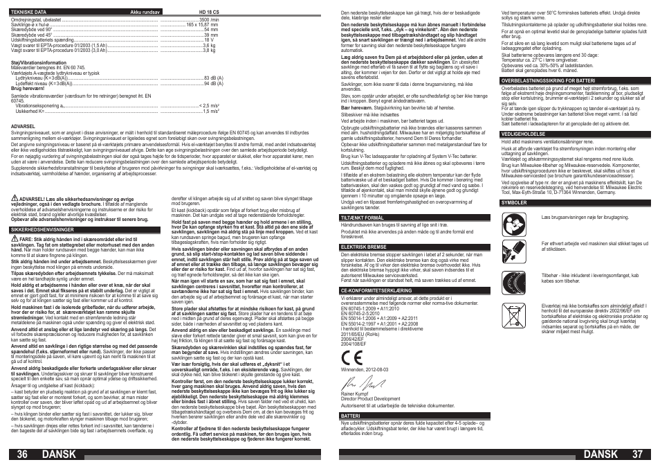 Dansk | Milwaukee HD18 CS User Manual | Page 19 / 39