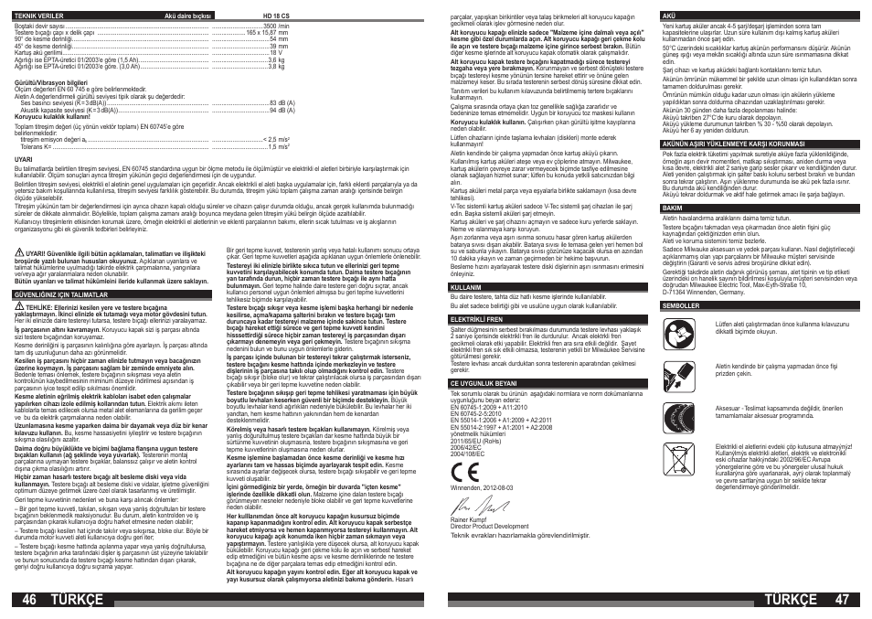 Türkçe | Milwaukee HD18 CS User Manual | Page 24 / 39