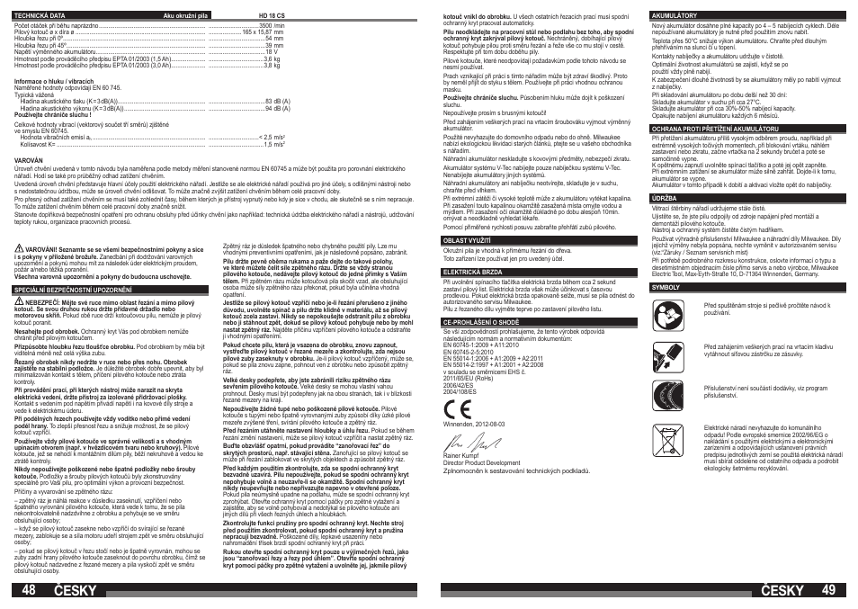 Česky | Milwaukee HD18 CS User Manual | Page 25 / 39