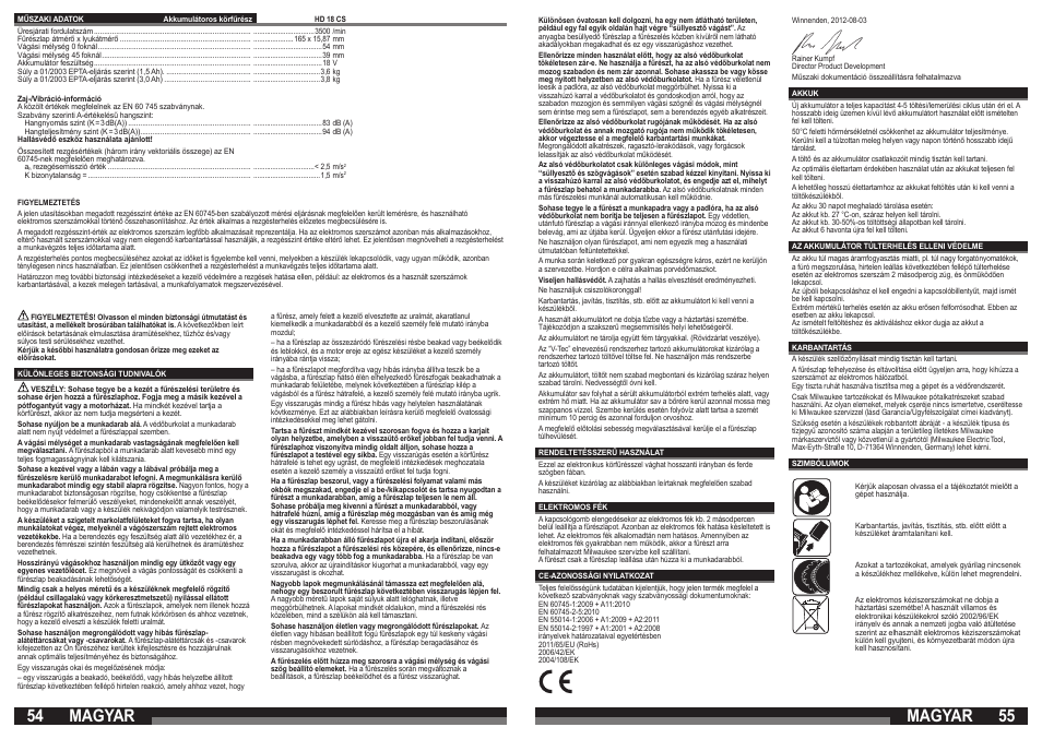 Magyar | Milwaukee HD18 CS User Manual | Page 28 / 39