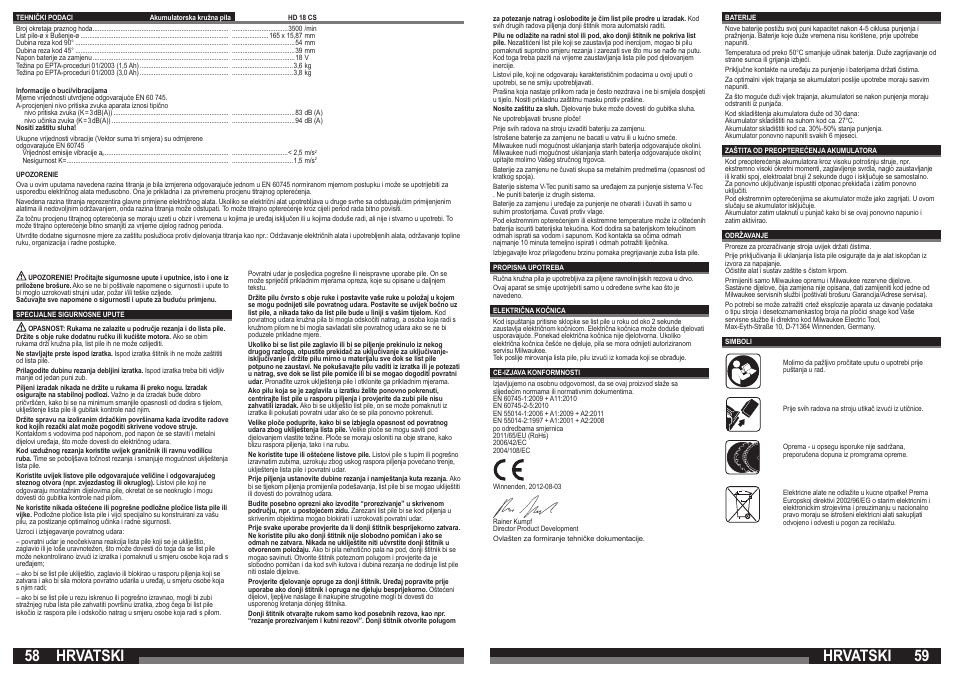 Hrvatski | Milwaukee HD18 CS User Manual | Page 30 / 39