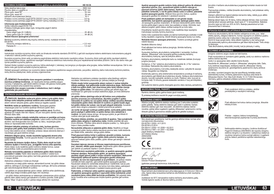 Lietuviškai | Milwaukee HD18 CS User Manual | Page 32 / 39