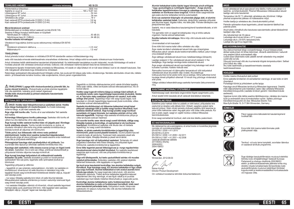 Eesti | Milwaukee HD18 CS User Manual | Page 33 / 39