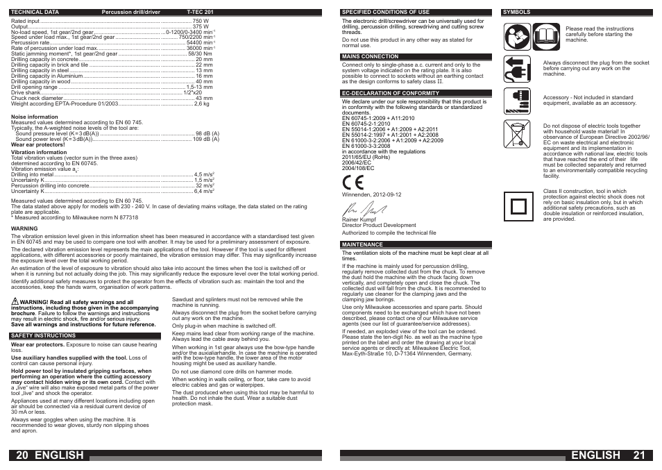 English | Milwaukee T-TEC 201 User Manual | Page 11 / 39