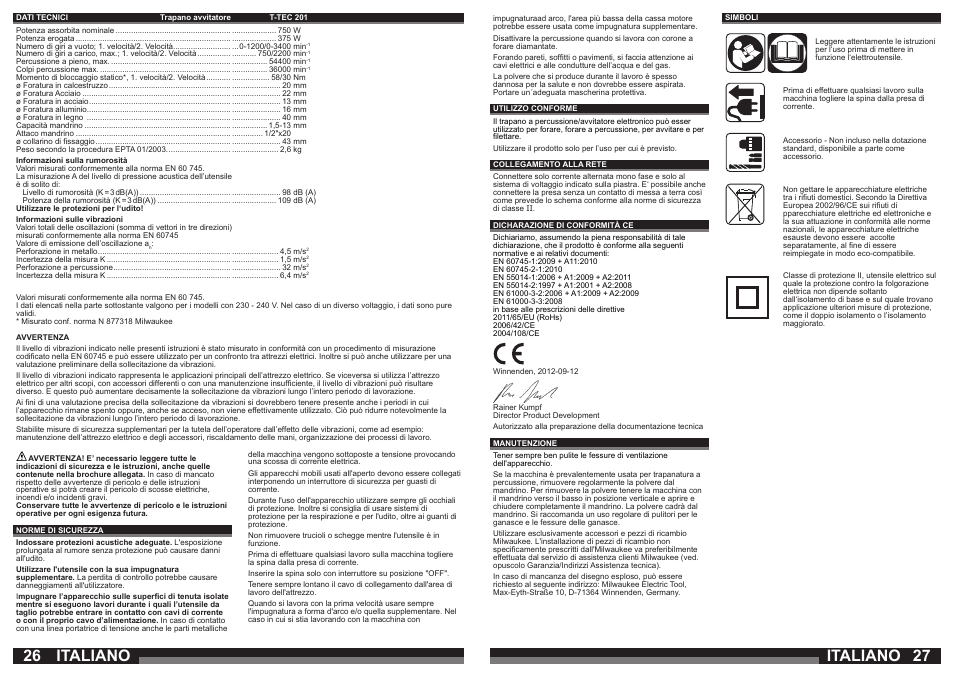 Italiano | Milwaukee T-TEC 201 User Manual | Page 14 / 39