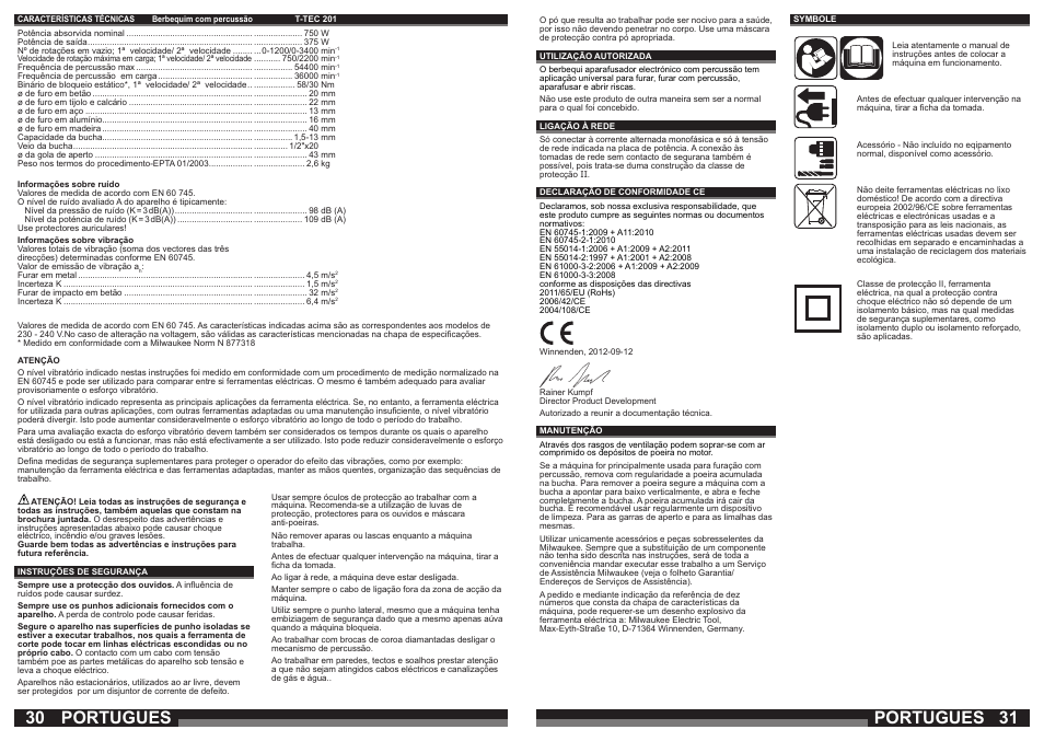 Portugues | Milwaukee T-TEC 201 User Manual | Page 16 / 39