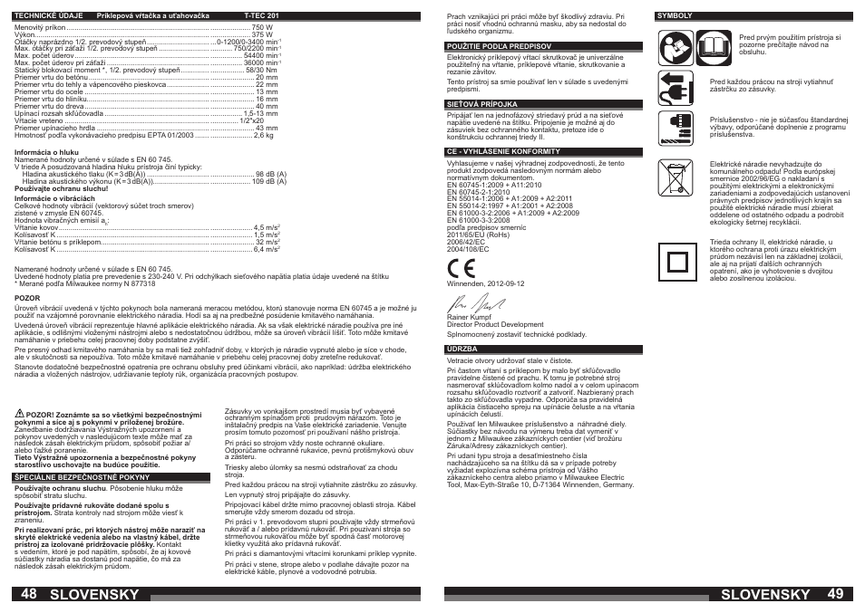 Slovensky | Milwaukee T-TEC 201 User Manual | Page 25 / 39