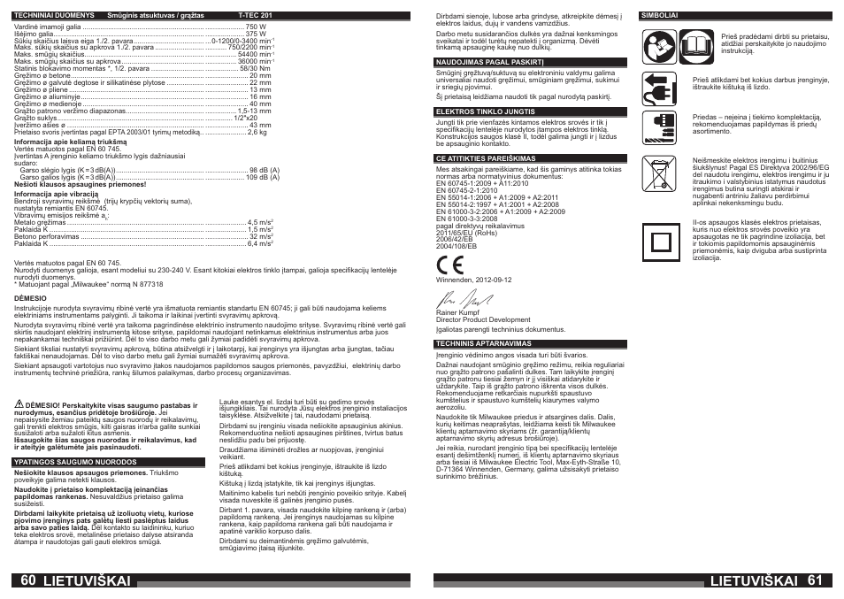 Lietuviškai | Milwaukee T-TEC 201 User Manual | Page 31 / 39