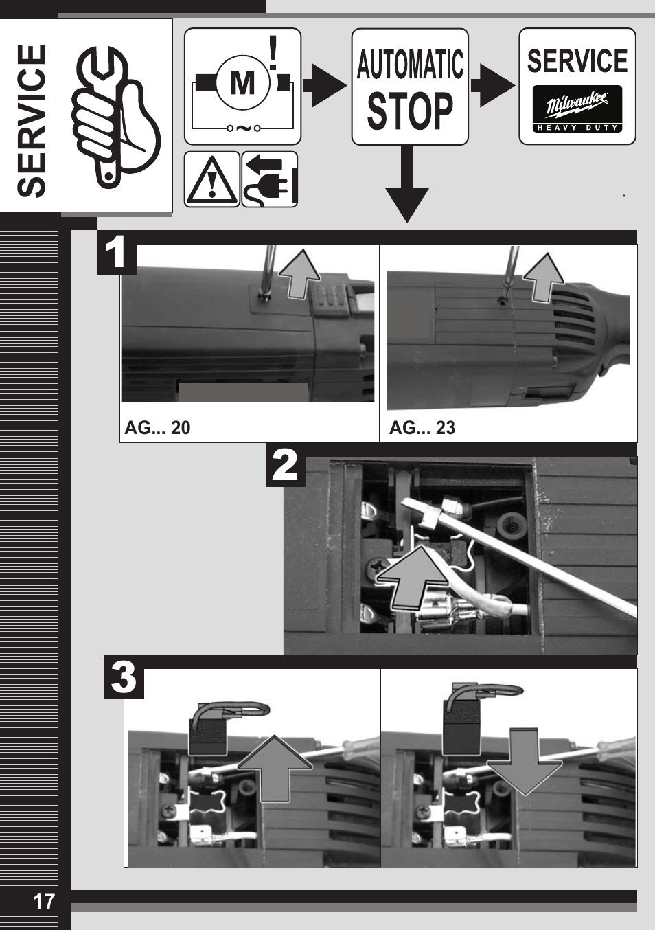 Ser vice | Milwaukee AGV 23-230 User Manual | Page 15 / 43