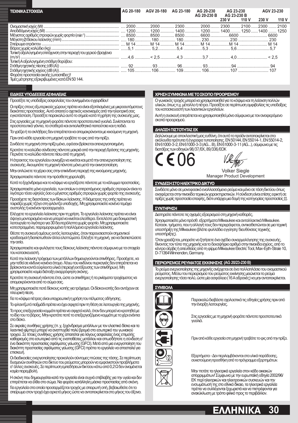 Åëëçnéêá | Milwaukee AGV 23-230 User Manual | Page 28 / 43