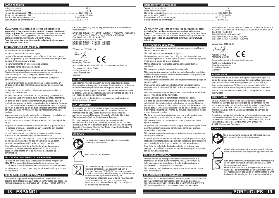 Portugues español | Milwaukee C12 JSR User Manual | Page 10 / 23