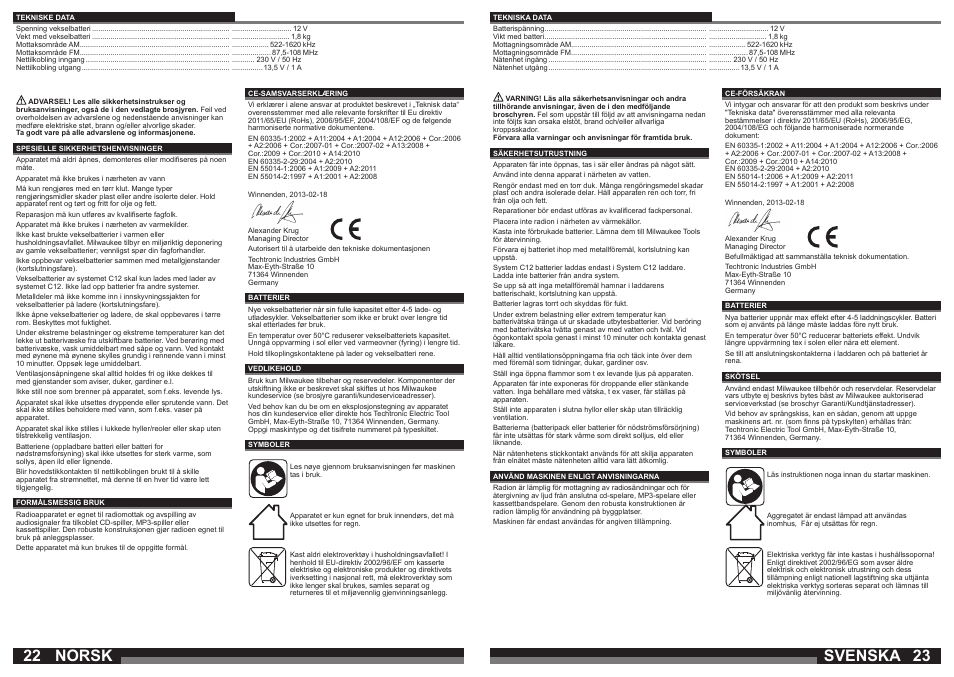 Svenska norsk | Milwaukee C12 JSR User Manual | Page 12 / 23