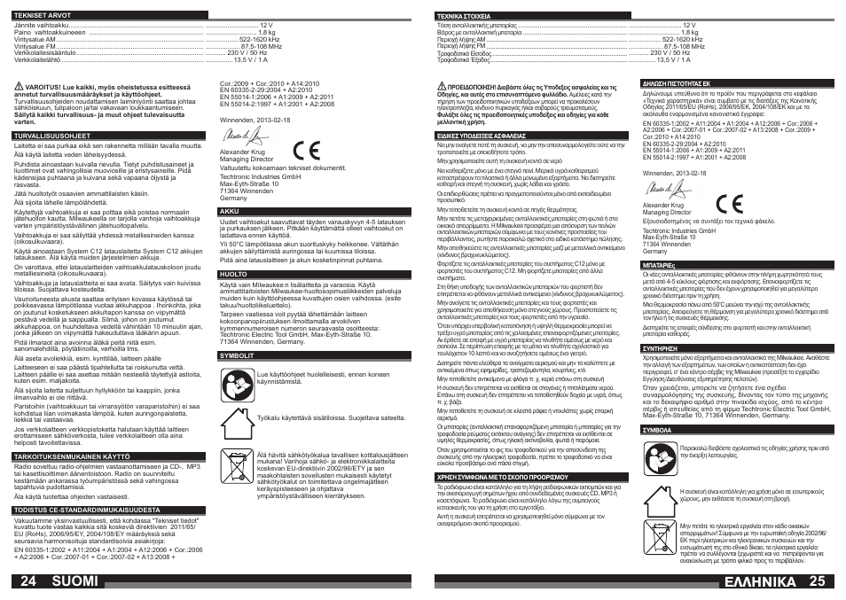 Åëëçnéêá suomi | Milwaukee C12 JSR User Manual | Page 13 / 23