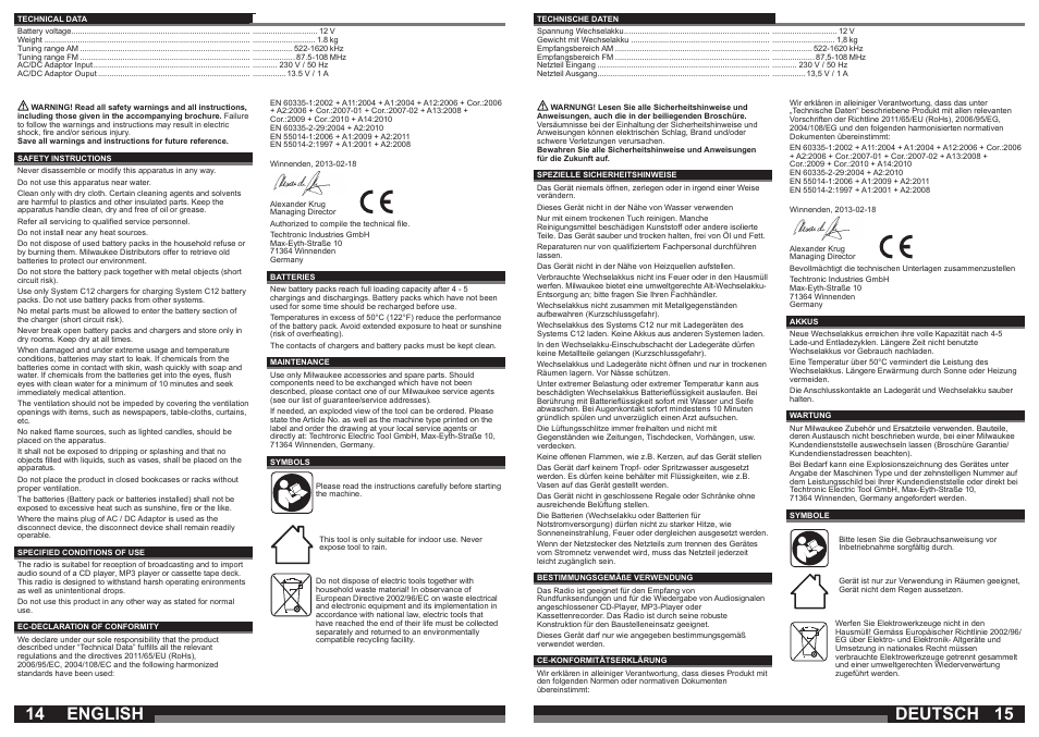 Deutsch english | Milwaukee C12 JSR User Manual | Page 8 / 23