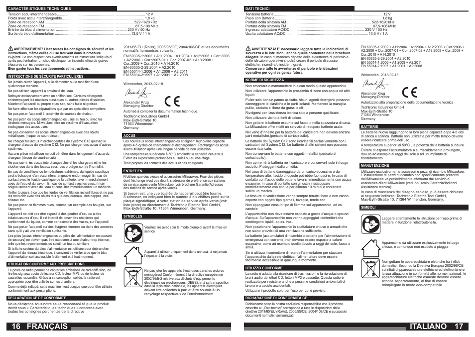 Italiano français | Milwaukee C12 JSR User Manual | Page 9 / 23