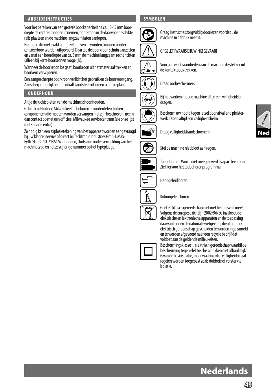 English, Nederlands | Milwaukee DD 3 -152 User Manual | Page 52 / 113