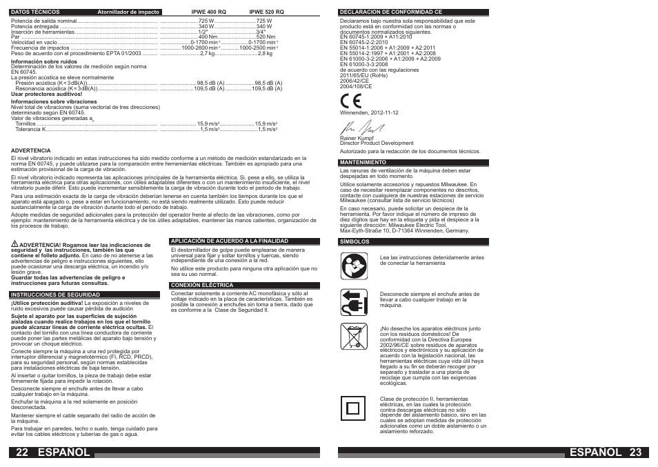 Español | Milwaukee IPWE 520 RQ User Manual | Page 12 / 35