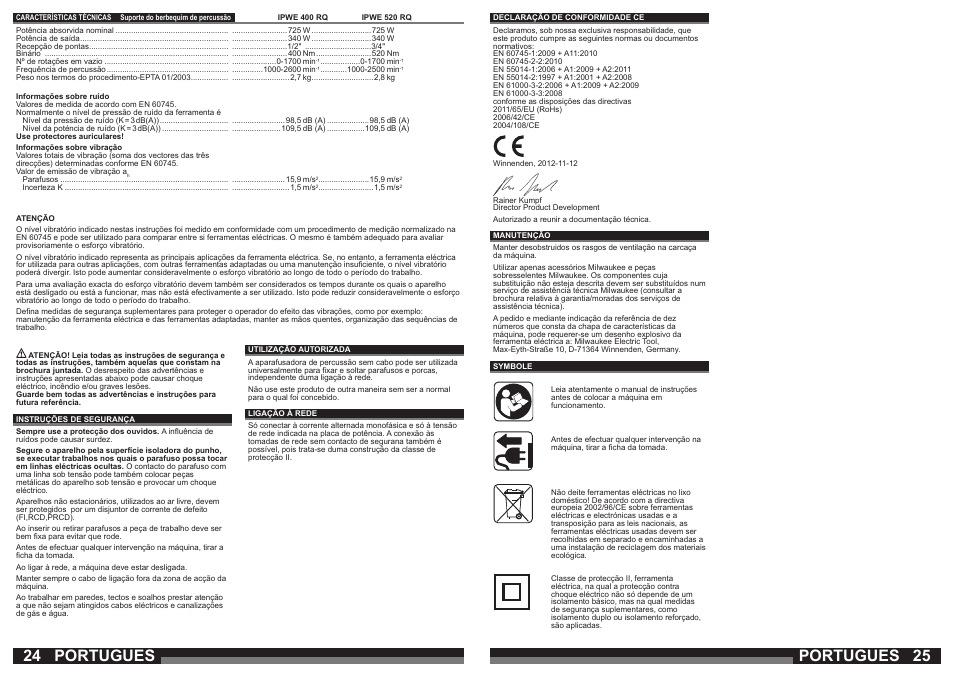 Portugues | Milwaukee IPWE 520 RQ User Manual | Page 13 / 35