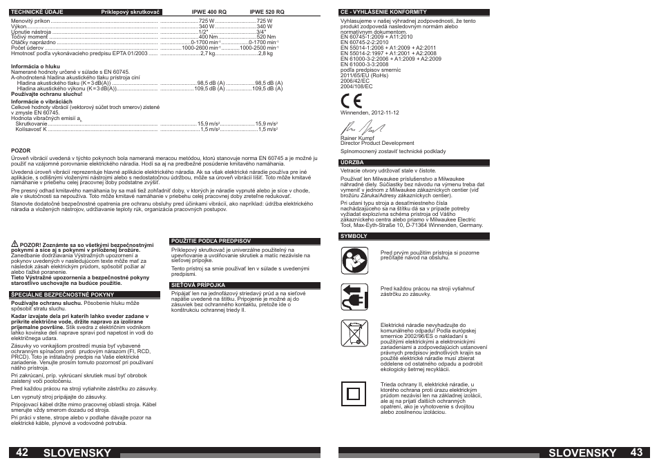 Slovensky | Milwaukee IPWE 520 RQ User Manual | Page 22 / 35