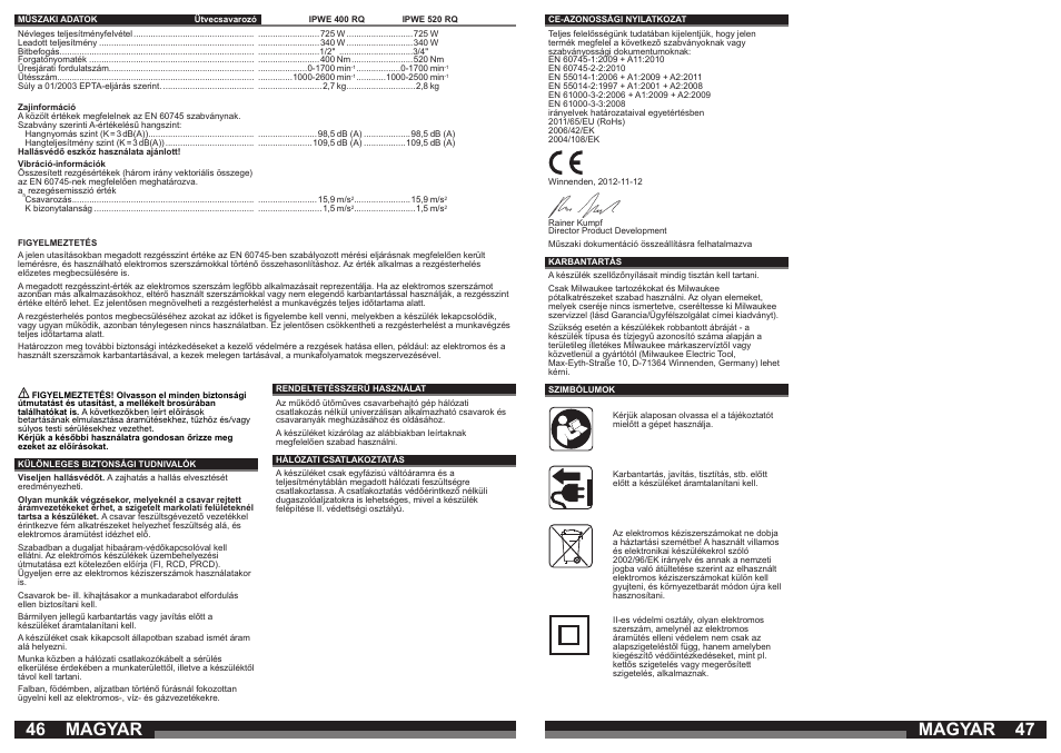 Magyar | Milwaukee IPWE 520 RQ User Manual | Page 24 / 35