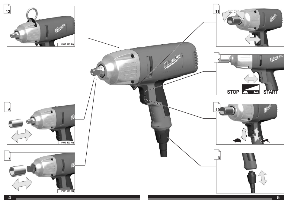 Stop start | Milwaukee IPWE 520 RQ User Manual | Page 3 / 35