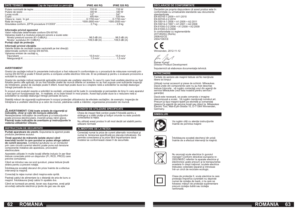 România | Milwaukee IPWE 520 RQ User Manual | Page 32 / 35