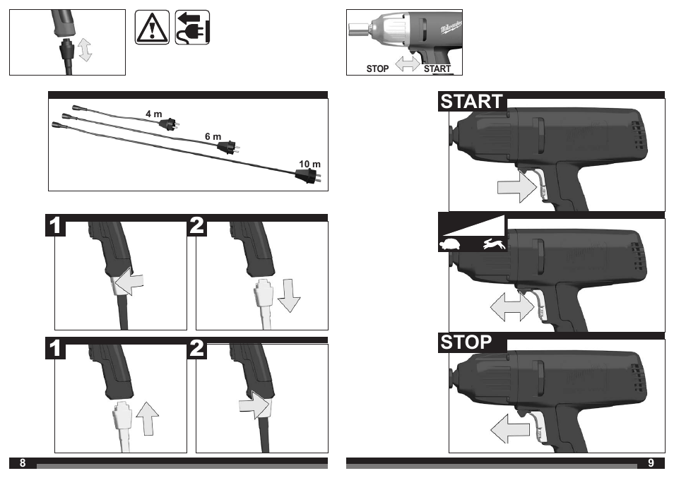 Start stop | Milwaukee IPWE 520 RQ User Manual | Page 5 / 35