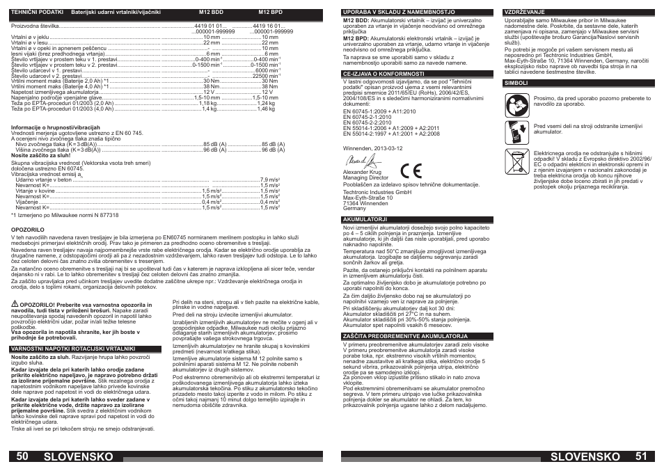 Slovensko | Milwaukee M12 BPD User Manual | Page 26 / 37
