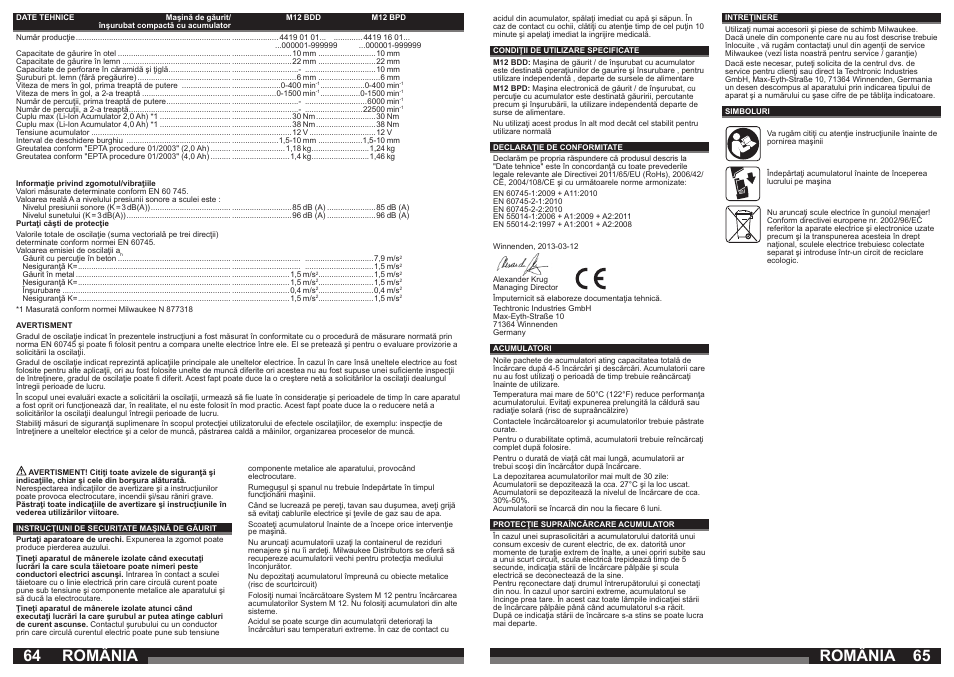 România | Milwaukee M12 BPD User Manual | Page 33 / 37