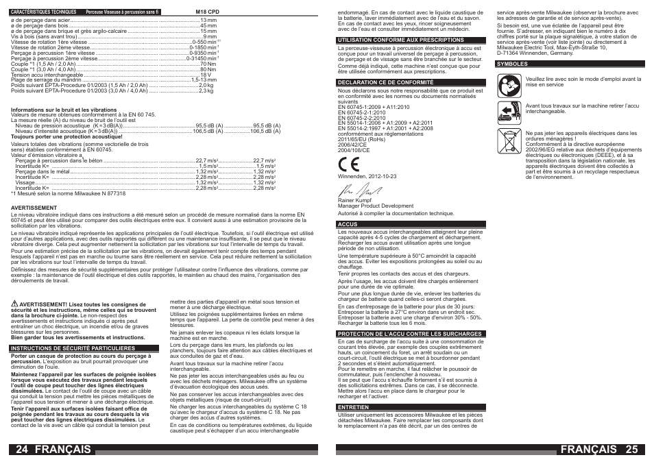 Français | Milwaukee M18 CPD User Manual | Page 13 / 39