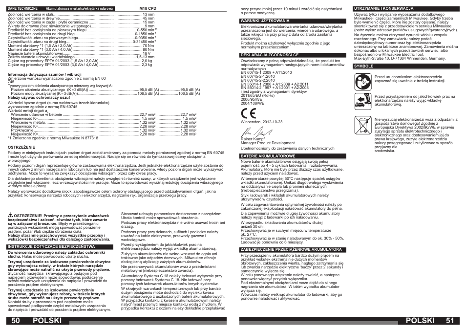 Polski | Milwaukee M18 CPD User Manual | Page 26 / 39