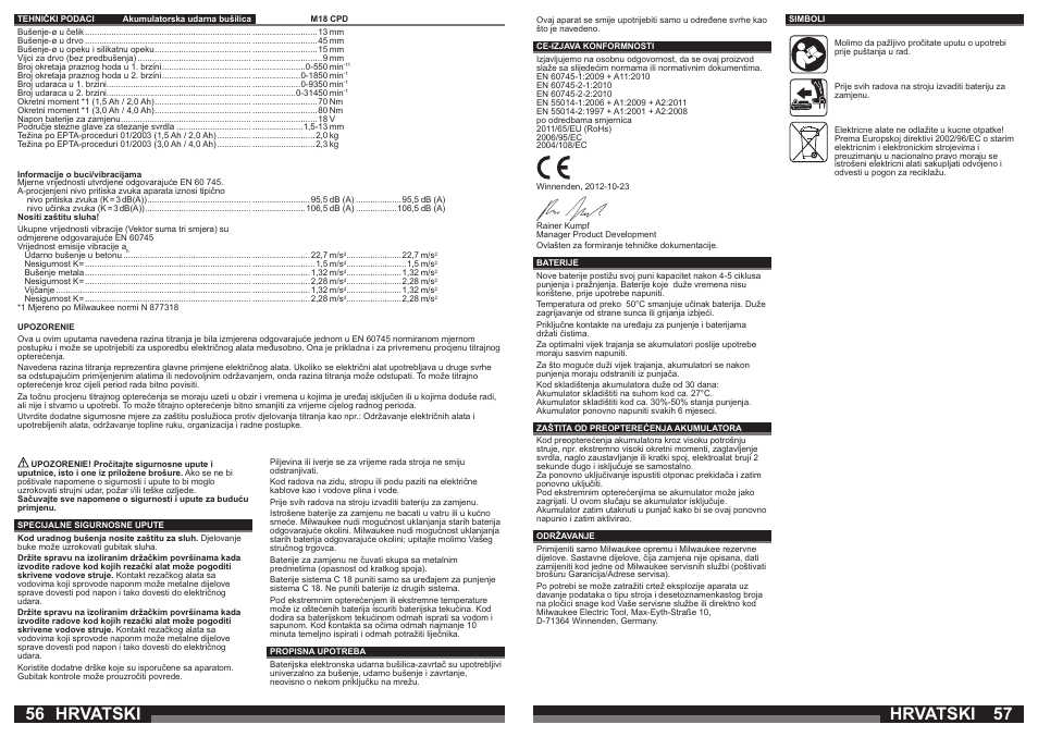 Hrvatski | Milwaukee M18 CPD User Manual | Page 29 / 39