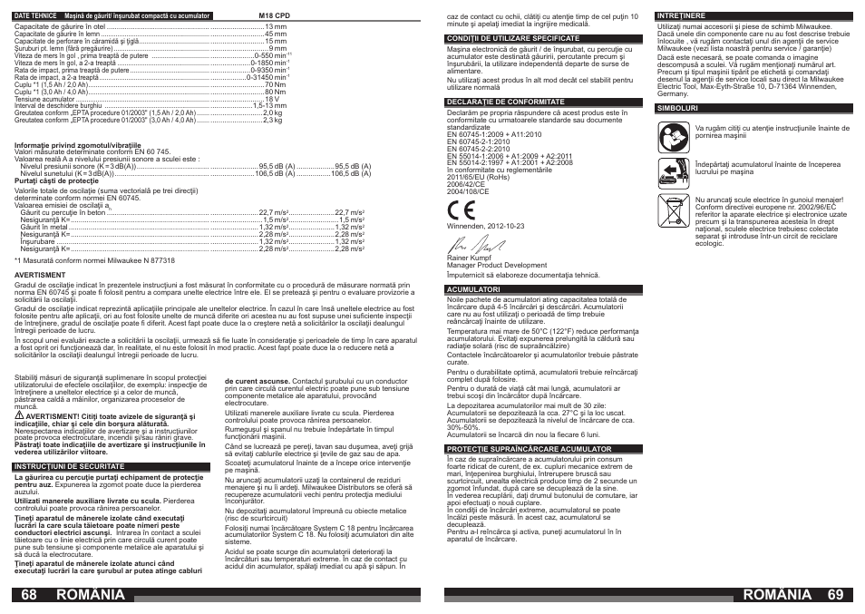 România | Milwaukee M18 CPD User Manual | Page 35 / 39