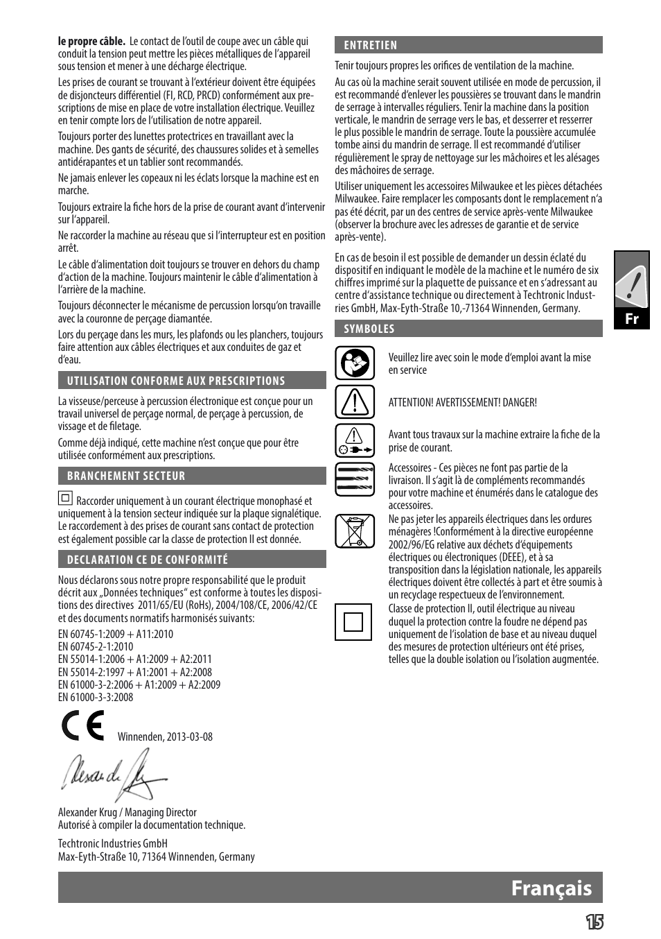 Français, Gb fr | Milwaukee PD 705 User Manual | Page 17 / 66