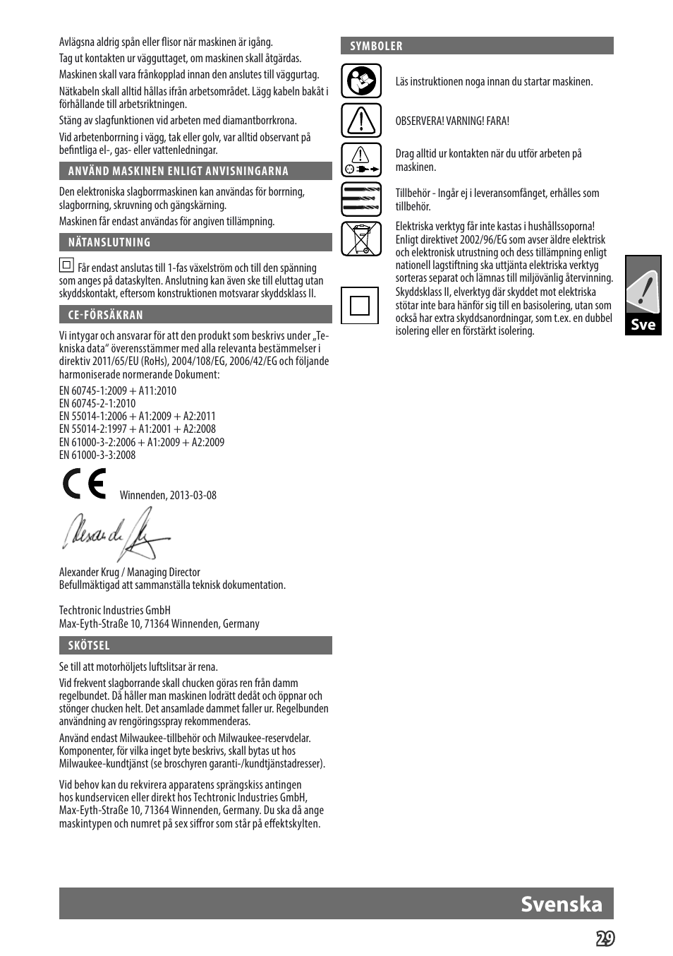 Svenska | Milwaukee PD 705 User Manual | Page 31 / 66